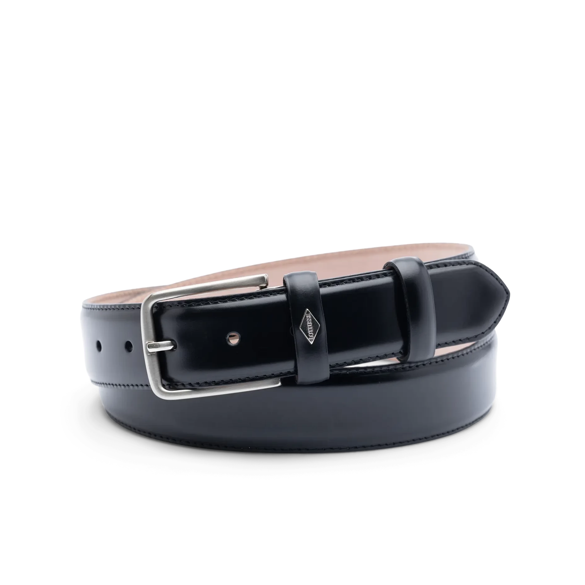 LOTTUSSE | CINTURÓN HOMBRE | HEBILLA NEGRA DE VACUNO SEMI-BRILLANTE | NEGRO