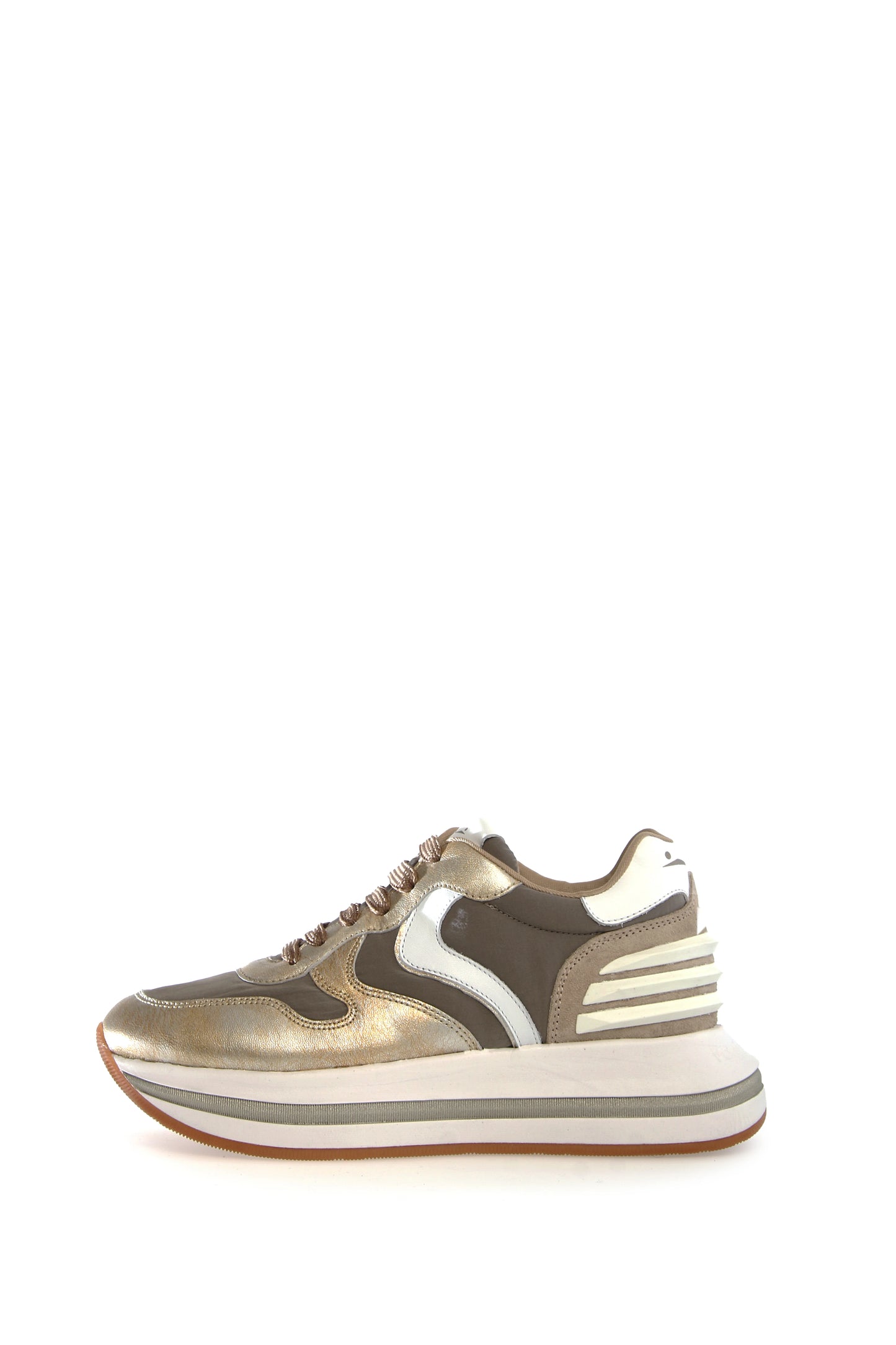 VOILE BLANCHE | SNEAKERS MUJER | MERRY POWER CRACKED METAL LEATHER/NYLON GOLD TAUPE | DORADO