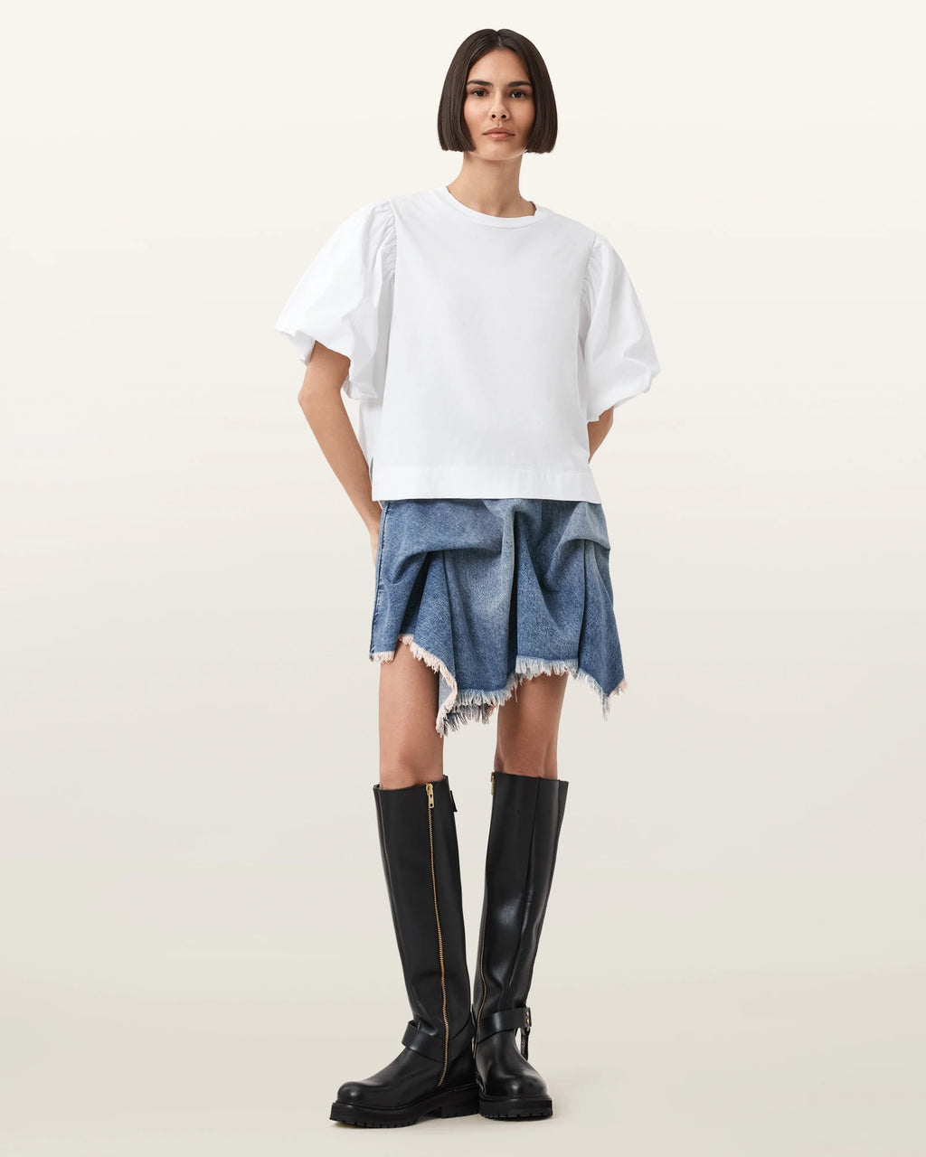 ALL SAINTS Crissy Denim Skirt Vintage Indigo: niebieski spódnica dla kobiet