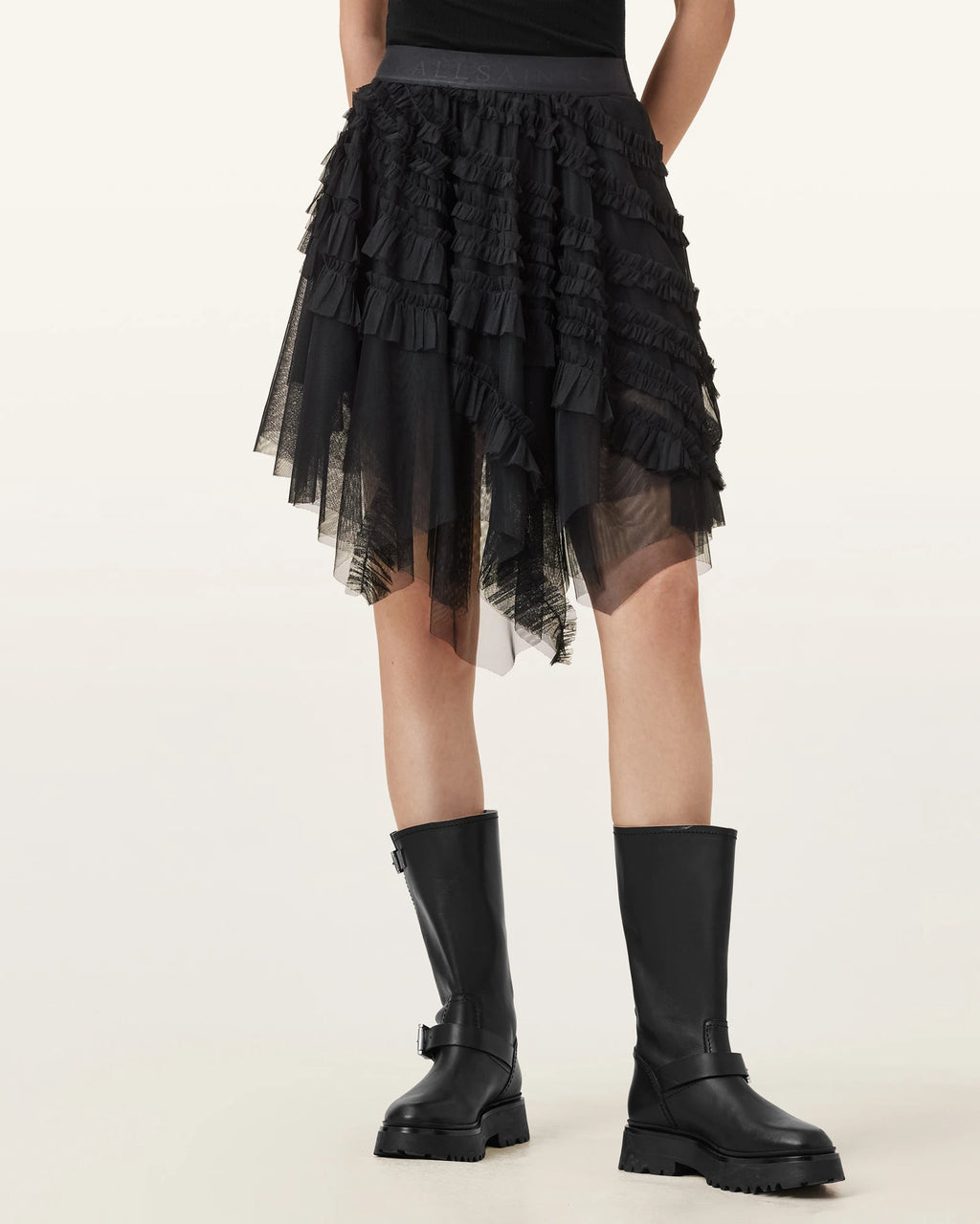 ALL SAINTS Jayde Tulle Skirt Black: black skirt for women