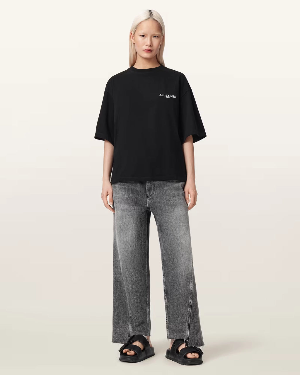 ALL SAINTS Halis Amelie TEE Black: أسود تيشيرت للنساء