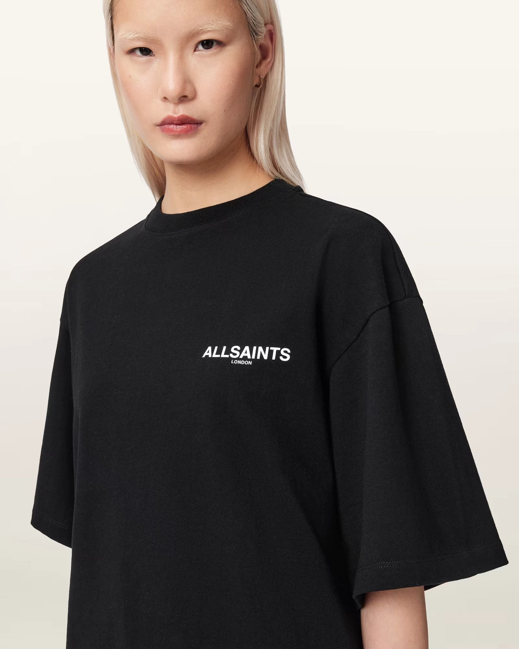 ALL SAINTS Halis Amelie TEE Black: أسود تيشيرت للنساء