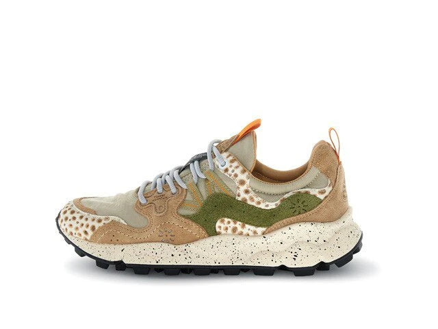 FLOWER MOUNTAIN Yamano 3 UNI COW Velour Beige-cognac-brown: bruin sneakers voor dames