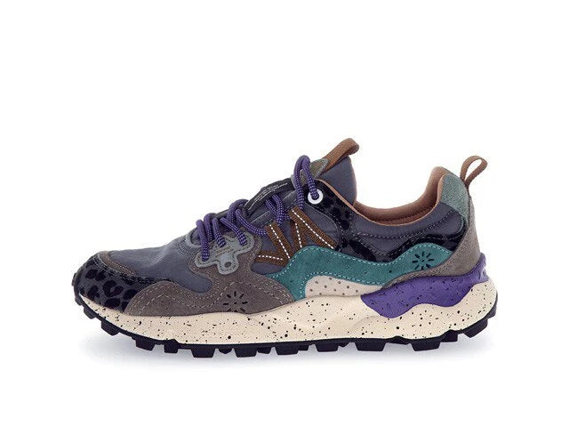 FLOWER MOUNTAIN Yamano 3 UNI Suede/pony Hair/nylon DARK Grey-anthracite-bottle: grijs sneakers voor dames