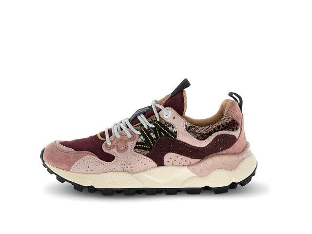 FLOWER MOUNTAIN Yamano 3 Woman Suede/woolen Knitting Purple-pink-brown: rosa sneakers för dam
