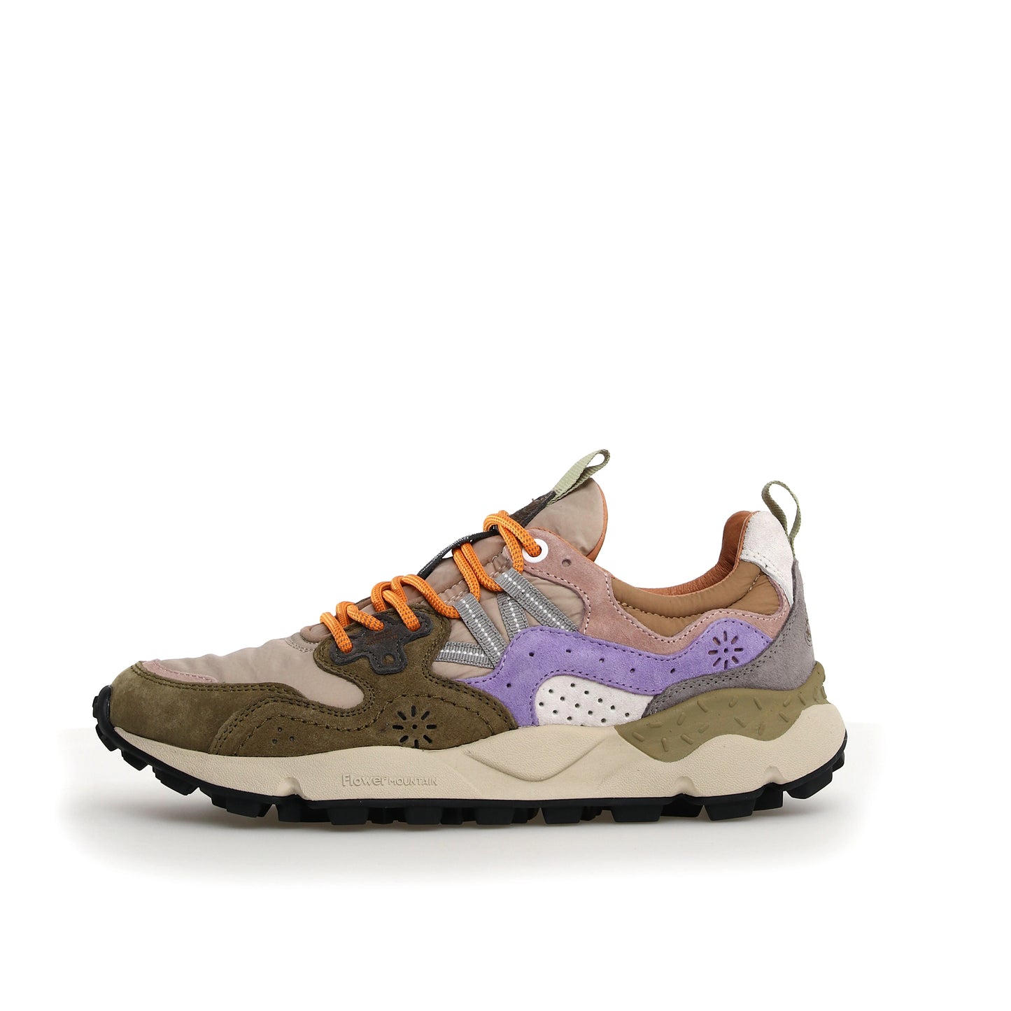 FLOWER MOUNTAIN | SNEAKERS MUJER | YAMANO 3 UNI SUEDE/NYLON MILITARE-TAUPE-VIOLET | CAQUI