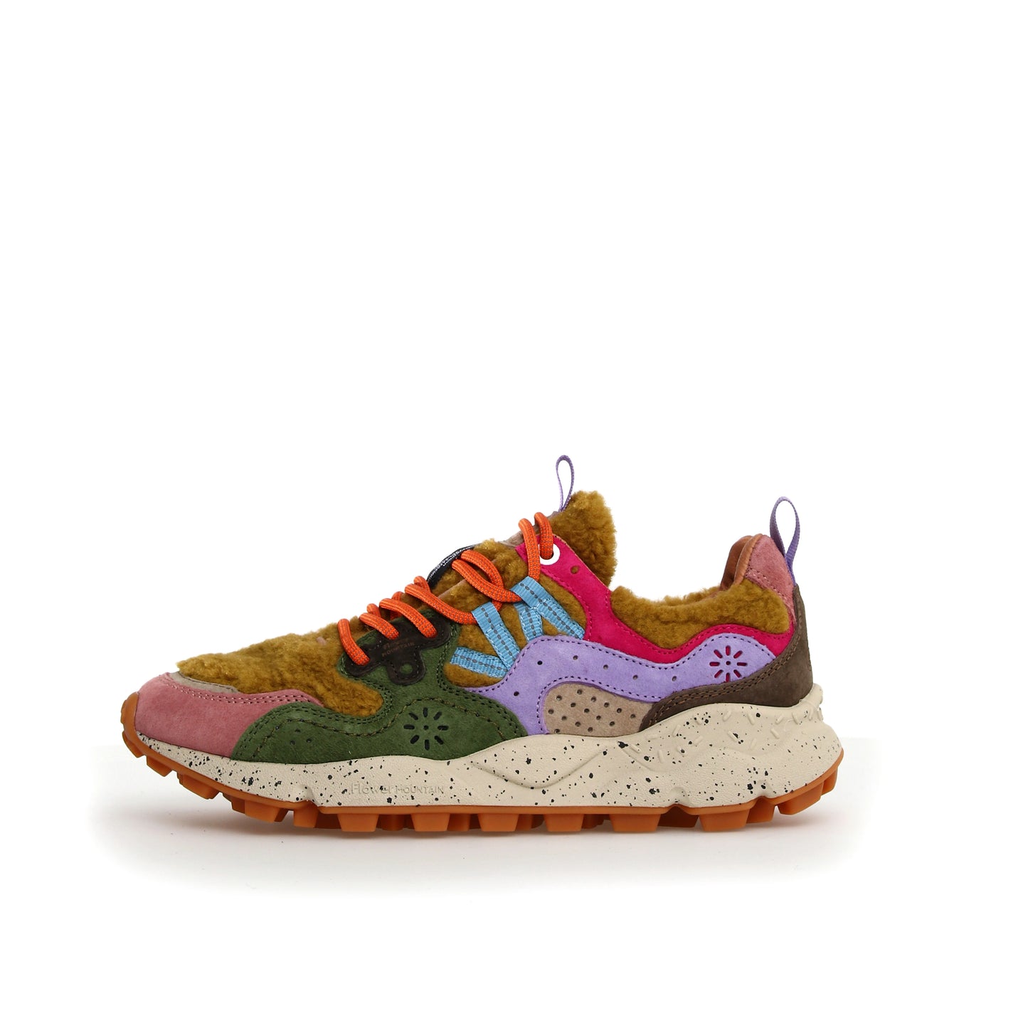 FLOWER MOUNTAIN | SNEAKERS MUJER | YAMANO 3 WOMAN SUEDE/TEDDY LIGHT BROWN-MILITARE-VIOLET | MARRÓN