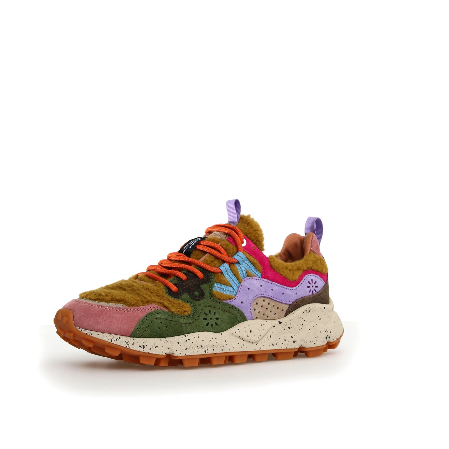 FLOWER MOUNTAIN | SNEAKERS MUJER | YAMANO 3 WOMAN SUEDE/TEDDY LIGHT BROWN-MILITARE-VIOLET | MARRÓN