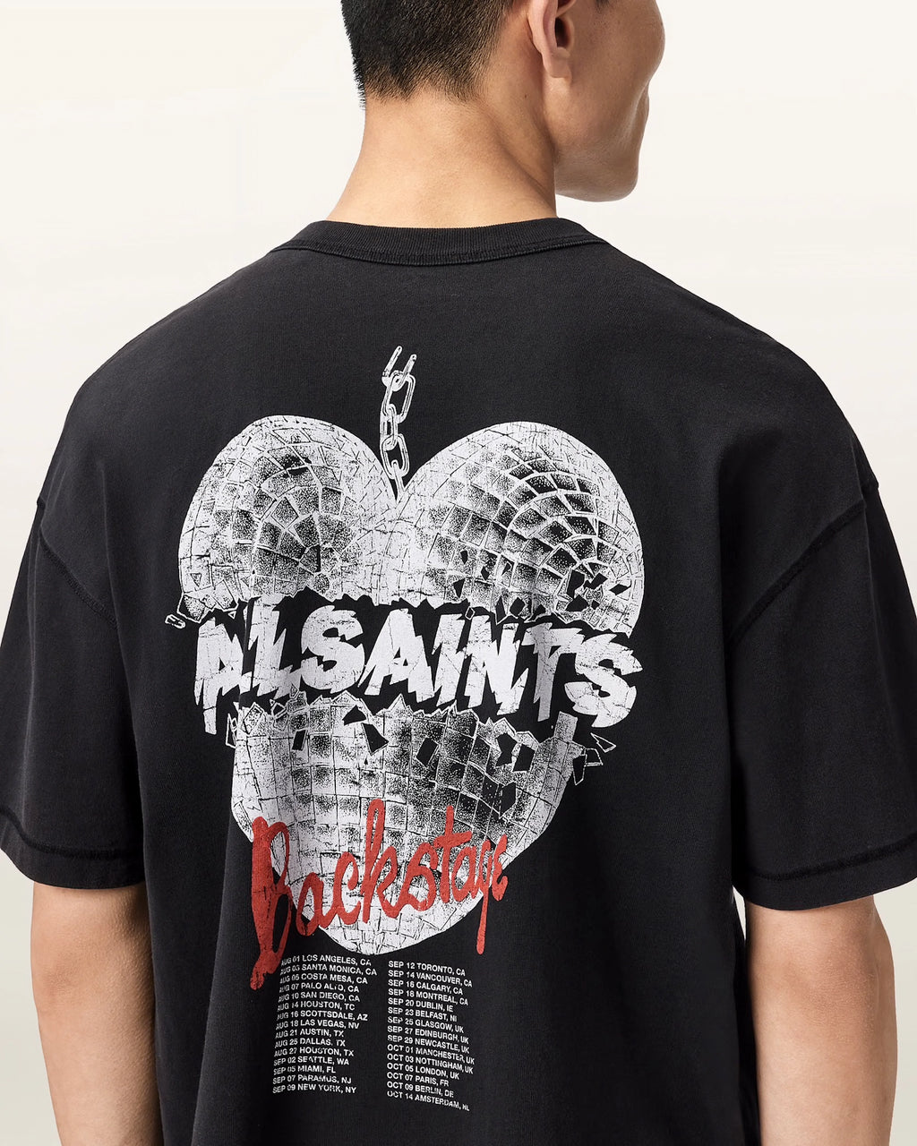 ALL SAINTS Reflect SS CREW Washed Black: أسود تيشيرت للرجال