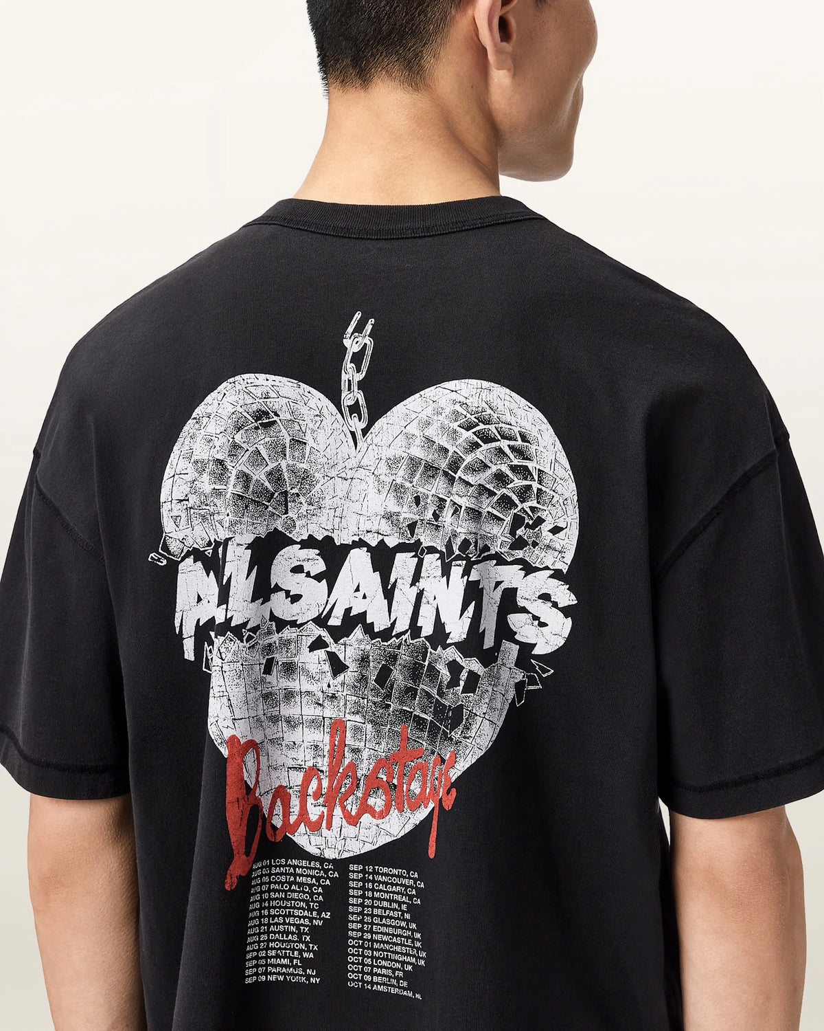ALL SAINTS Reflect SS CREW Washed Black: أسود تيشيرت للرجال
