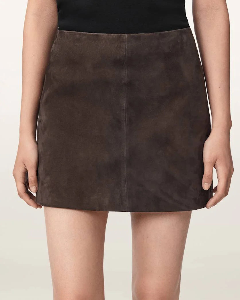 ALL SAINTS | FALDAS | MUJER | RENAI SUEDE SKIRT BITTER BROWN | MARRÓN