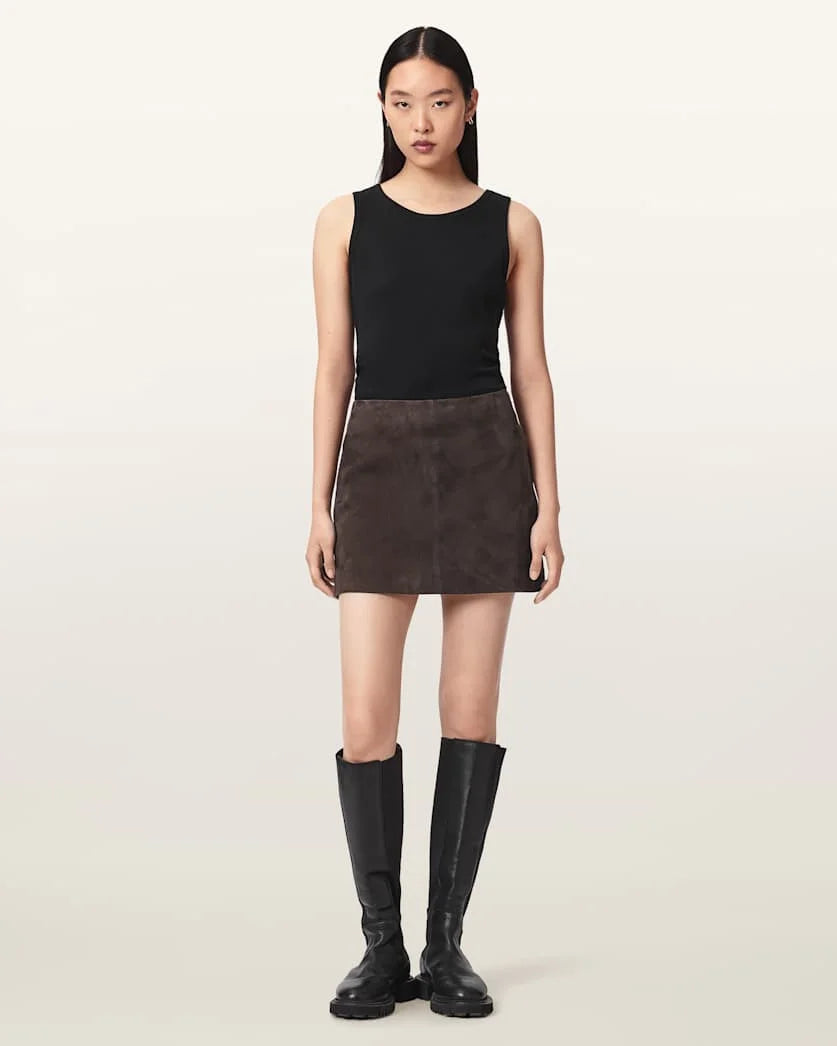 ALL SAINTS Renai Suede Skirt Bitter Brown: коричневий спідниця для жінок