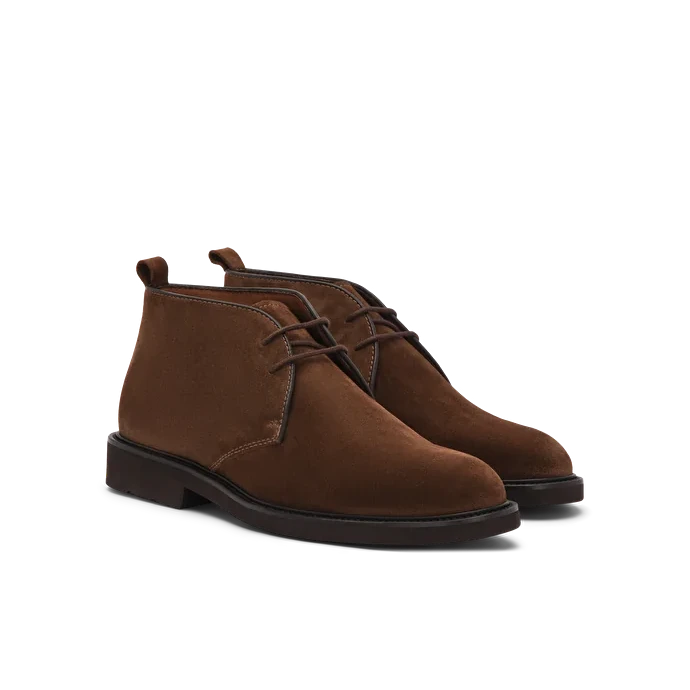 LOTTUSSE | 男士踝靴 | BALTIMORE 系带牛皮踝靴 | 棕色