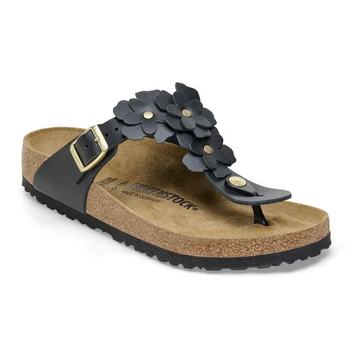 BIRKENSTOCK Gizeh Flowers LE Black: sort sandaler til kvinder