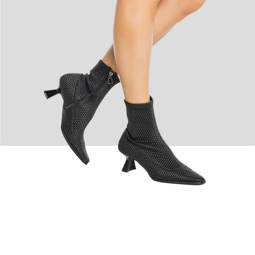 AUDLEY MIMI RICE Nappa Arroz Strecht Black: black ankle boots for women