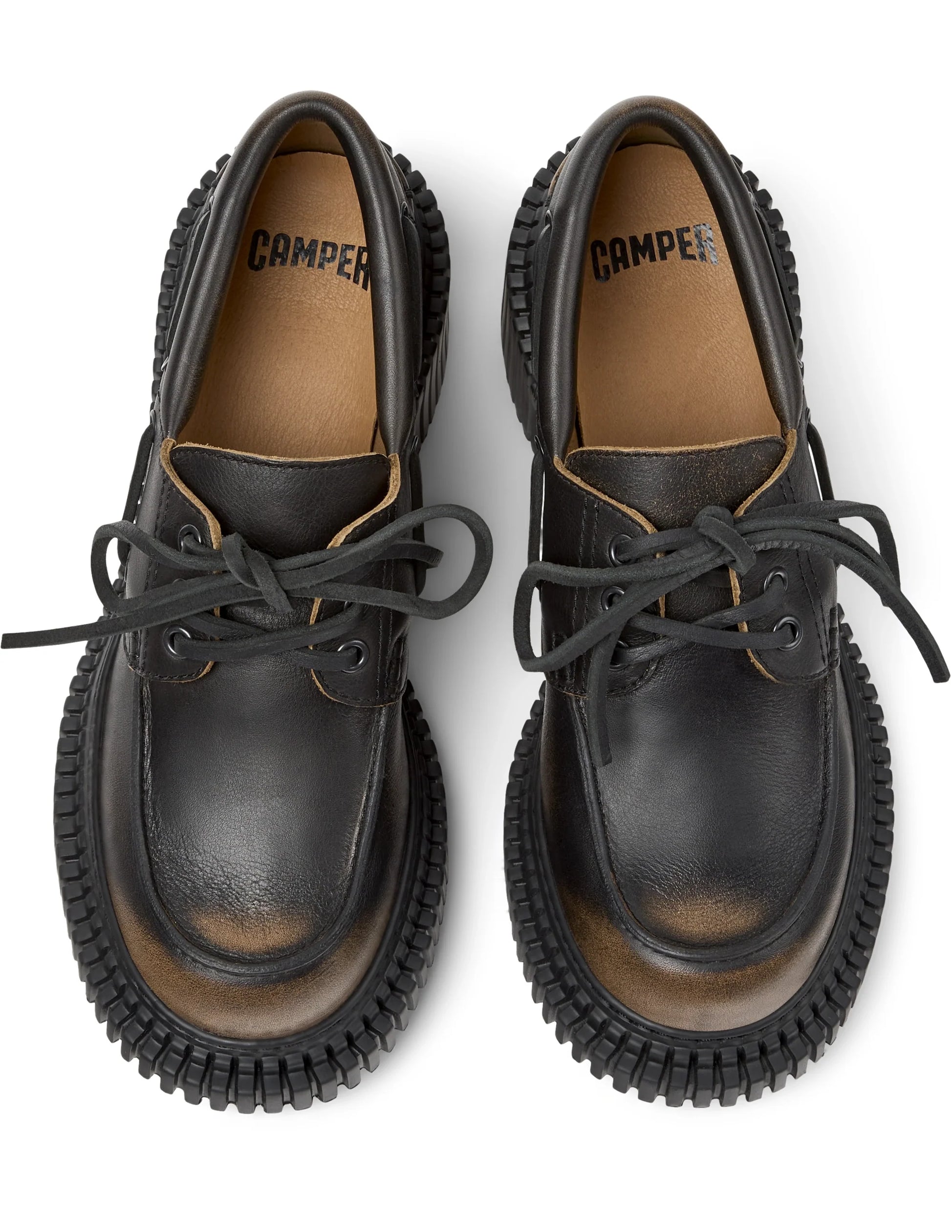Mocasines Para Mujer De La Marca Camper Modelo Pix London Gala Negro-Crater/Pix London Negro Multicolor