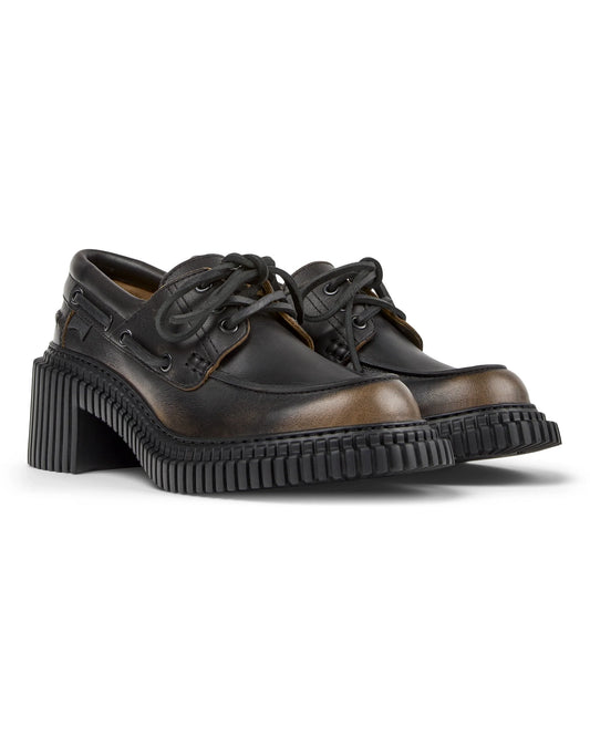 Mocasines Para Mujer De La Marca Camper Modelo Pix London Gala Negro-Crater/Pix London Negro Multicolor