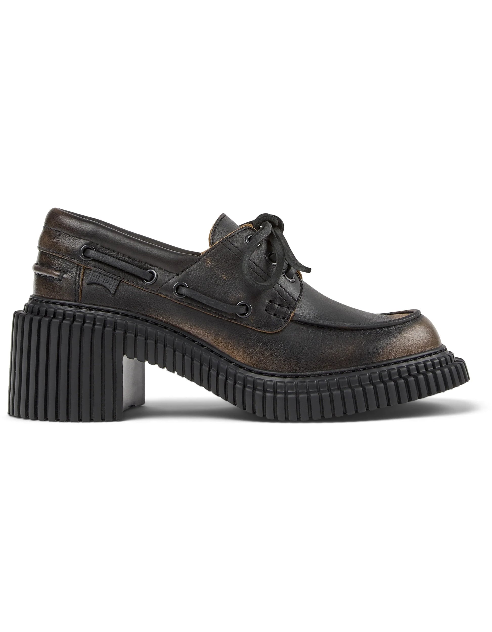 Mocasines Para Mujer De La Marca Camper Modelo Pix London Gala Negro-Crater/Pix London Negro Multicolor