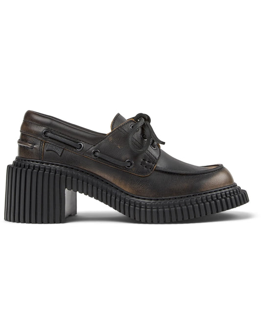 Mocasines Para Mujer De La Marca Camper Modelo Pix London Gala Negro-Crater/Pix London Negro Multicolor