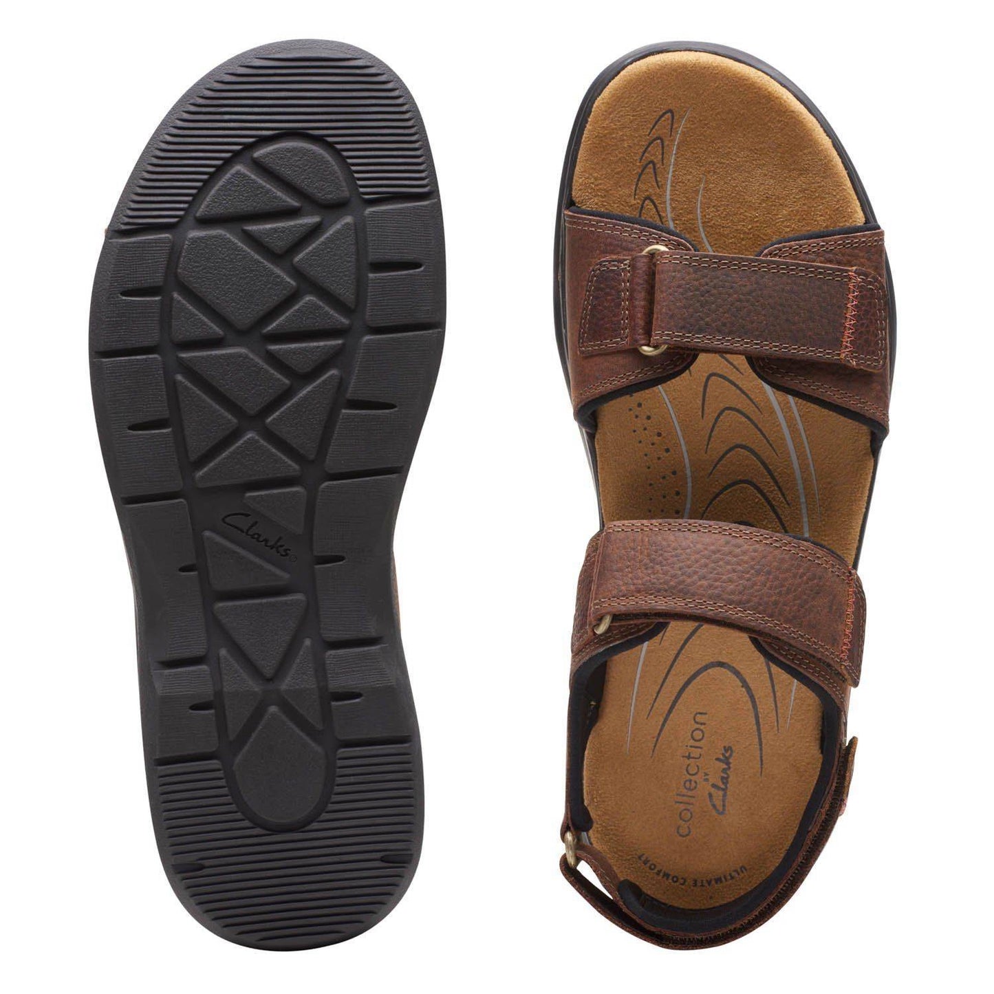 CLARKS | MEN'S SANDALS | HAPSFORD CREEK BROWN TUMBLED | BROWN