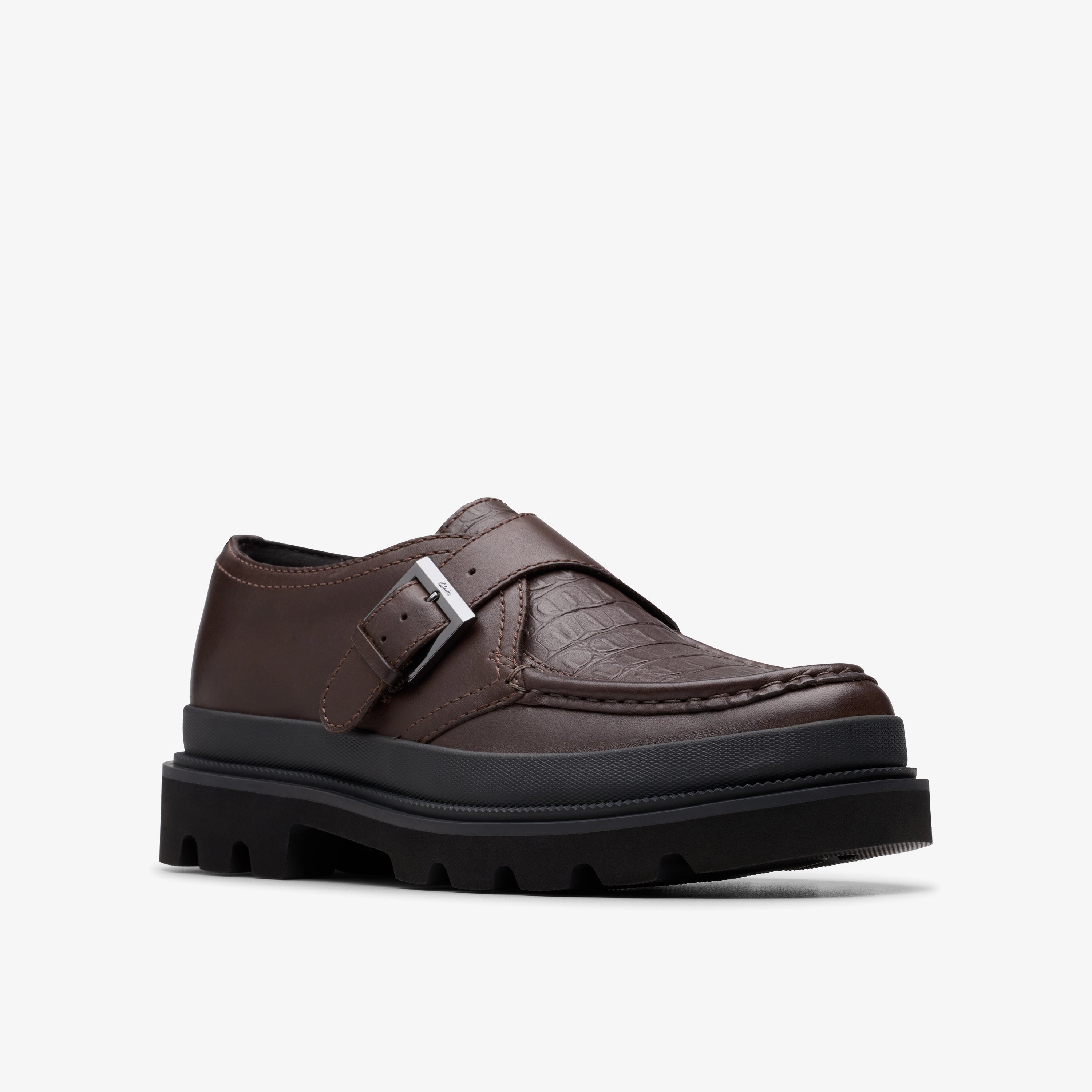 CLARKS | ZAPATOS CASUAL | HOMBRE | BADELL MONK BROWN CROCODILE LEATHER | MARRÓN