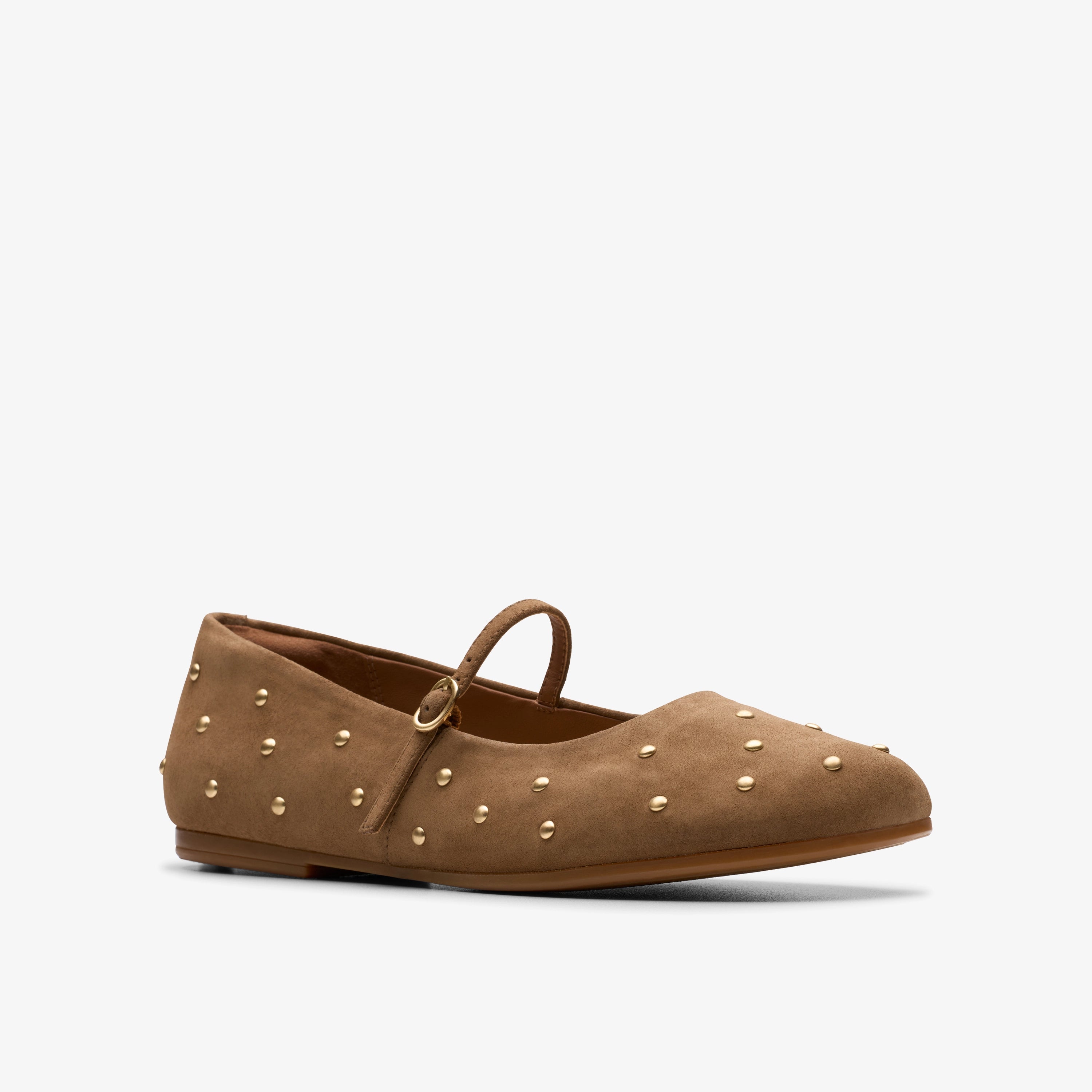 CLARKS | BALLET FLATS | WOMEN'S | LIVIA STUD WALNUT SUEDE | BROWN