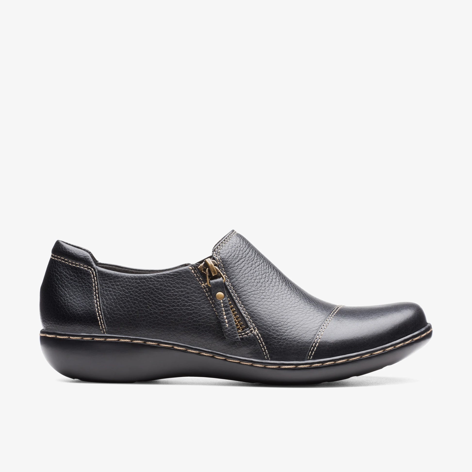 Zapatos Casual De La Marca Clarks  Para Mujer Modelo Ashland Palm Black Leather En Color Negro