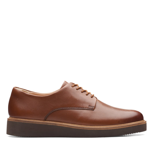 Zapatos Casual De La Marca Clarks  Para Mujer Modelo Glickly Derby Dark Tan Lea En Color Marrón