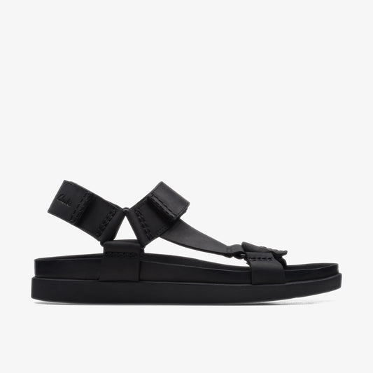 Sandalias De La Marca Clarks  Para Hombre Modelo Sunder Range Black Leather En Color Negro