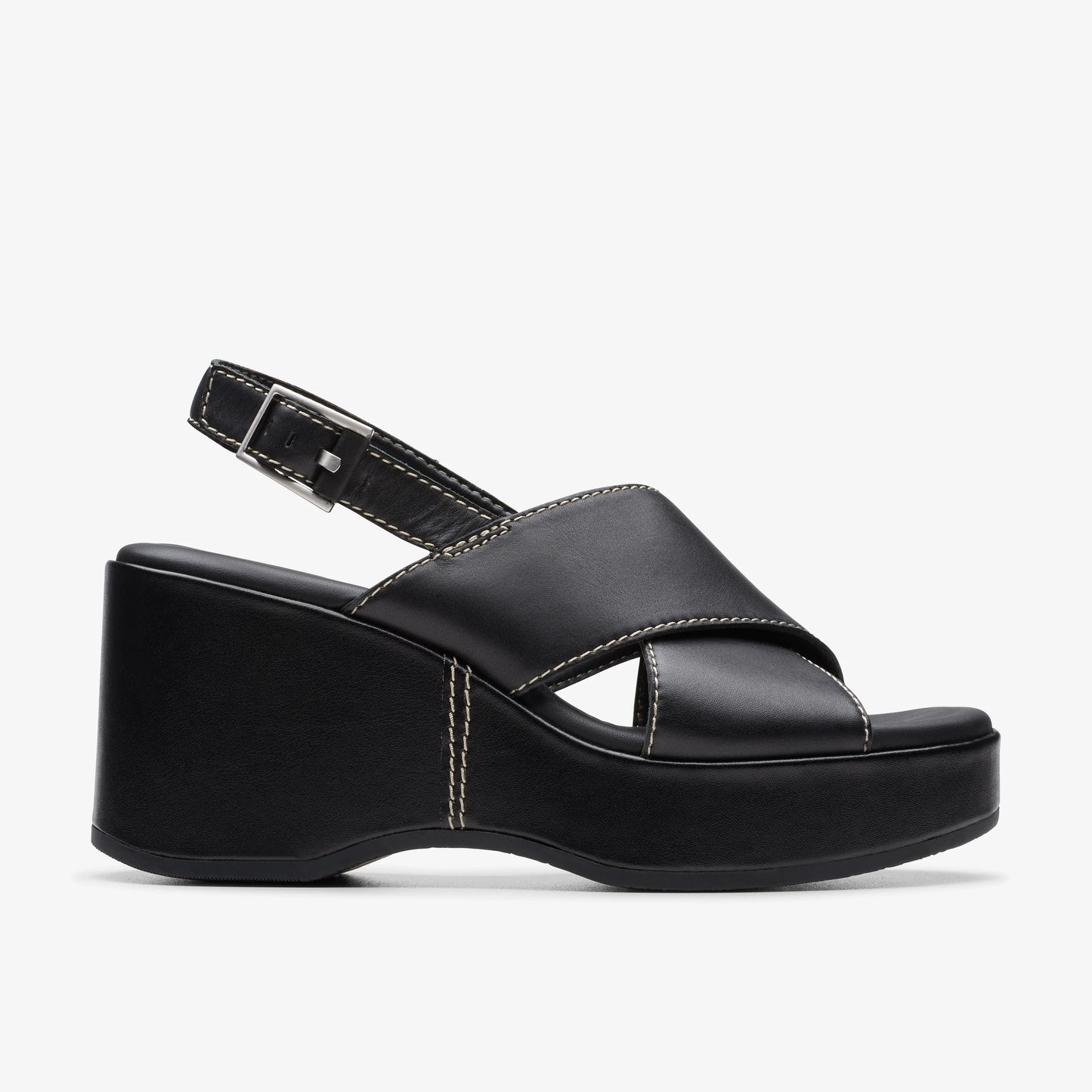 Sandalias De La Marca Clarks  Para Mujer Modelo Manon Wish Black Leather En Color Negro