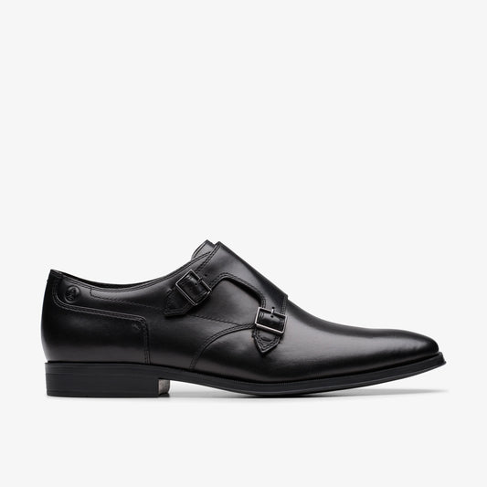 Zapatos De Vestir De La Marca Clarks  Para Hombre Modelo Paulton Monk Black Leather En Color Negro