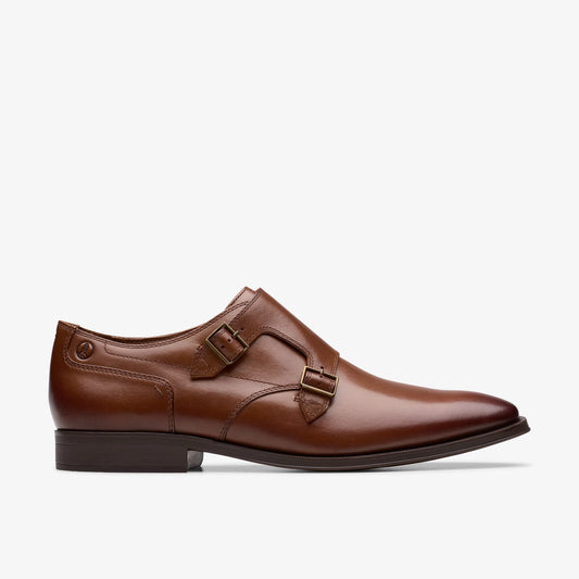 Zapatos De Vestir De La Marca Clarks  Para Hombre Modelo Paulton Monk Tan Leather En Color Marrón