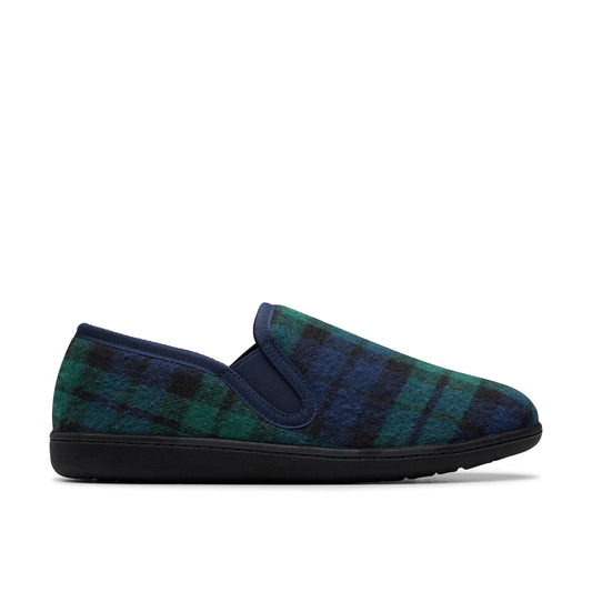 Zapatillas Del Hogar De La Marca Clarks  Para Hombre Modelo Haworth Ease Navy Check En Color Azul