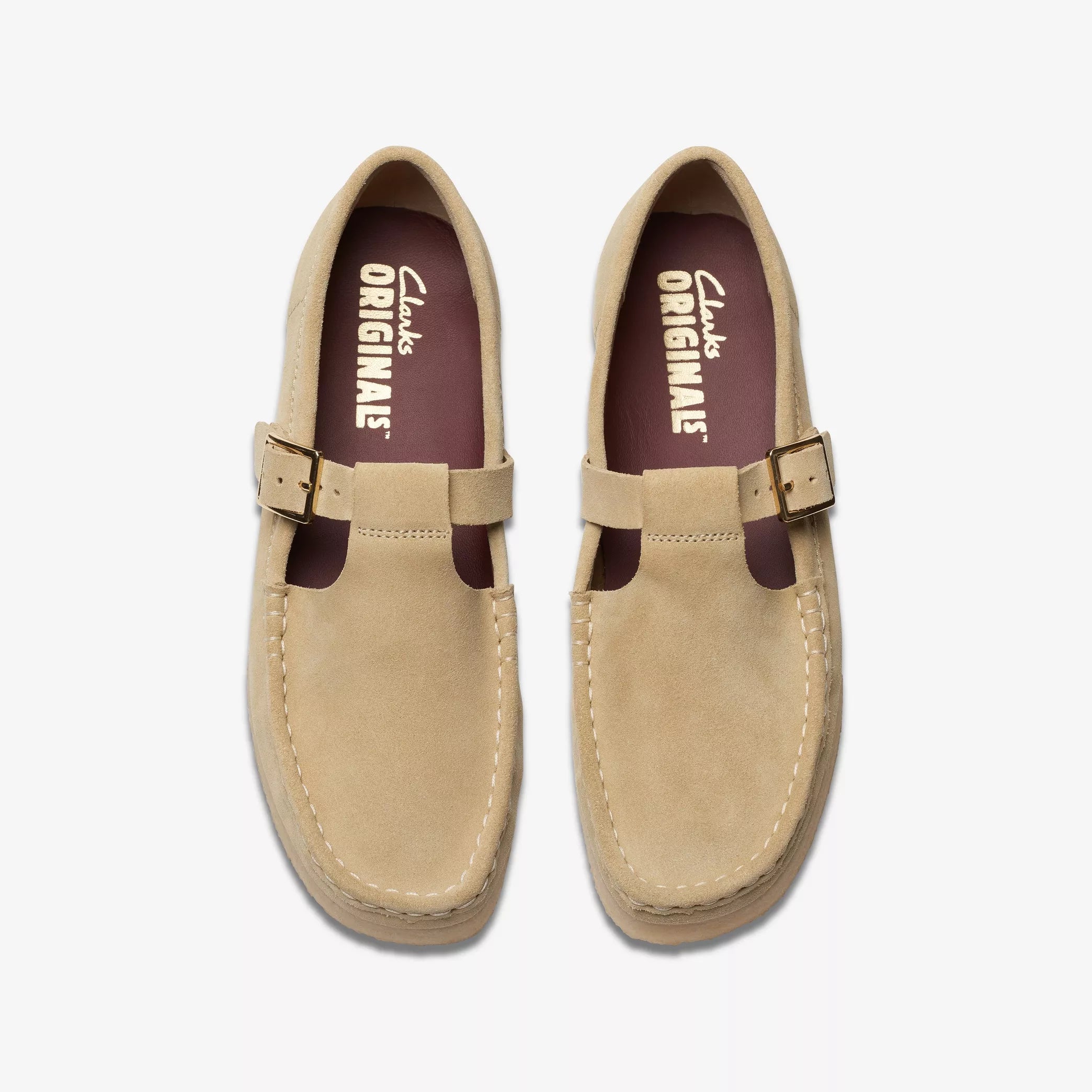 Sandalias De La Marca Clarks  Para Mujer Modelo Wallabee T Bar Maple Suede En Color Beige