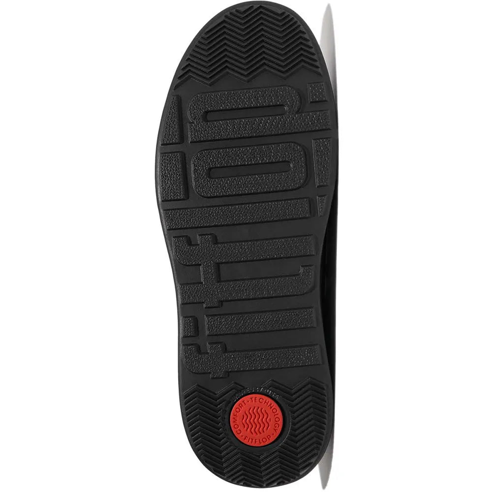 FITFLOP | KOZAKI DAMSKIE | W F MODE ZAMSZOWE BUTY DO KOSTKI NA PLATFORMIE Z ZAMKIEM, CAŁE CZARNE | CZARNE