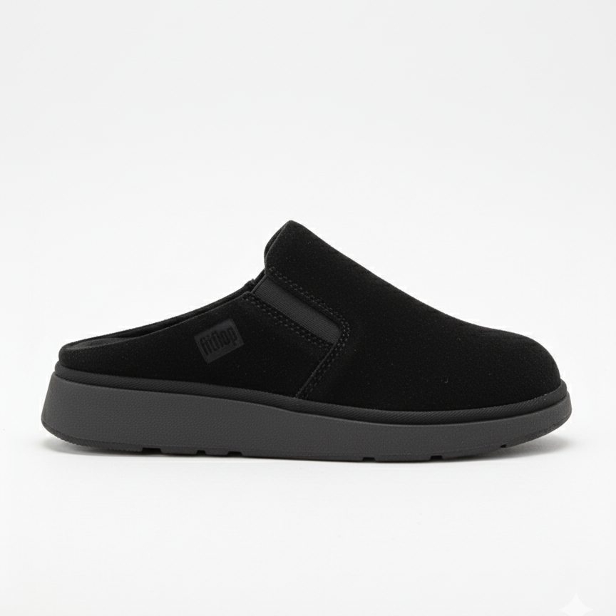 FITFLOP | MULES | MUJER | W GEN FF ELASTICATED SUEDE MULES BLACK | NEGRO