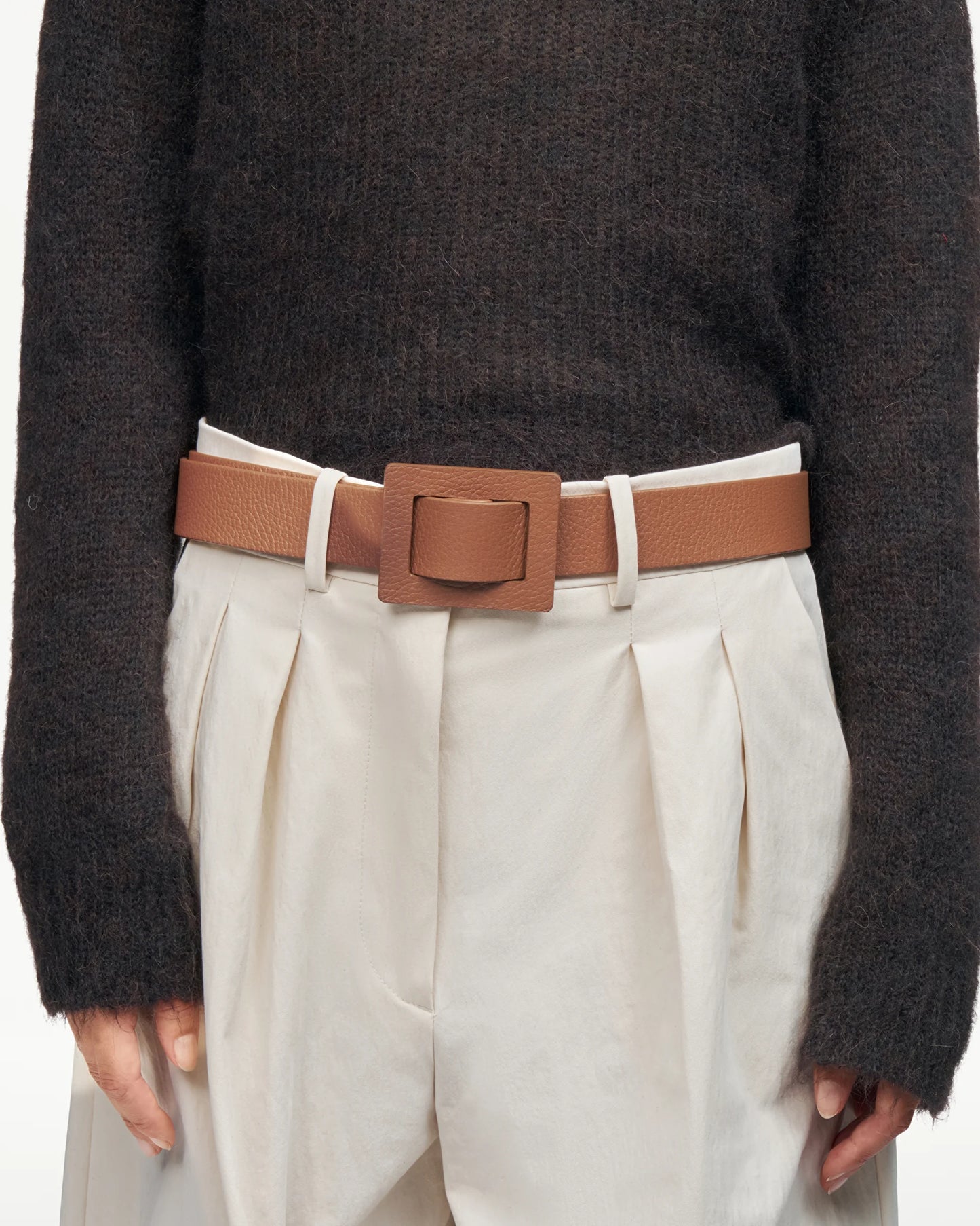 LOTTUSSE | CINTURONES | MUJER | CINTURÓN HEBILLA CUADRADA PIEL DE VACUNO MARRÓN | MARRÓN