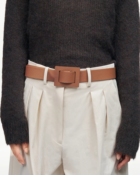 LOTTUSSE | CINTURONES | MUJER | CINTURÓN HEBILLA CUADRADA PIEL DE VACUNO MARRÓN | MARRÓN