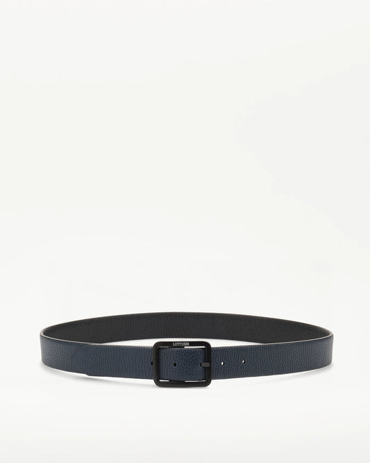 LOTTUSSE | CINTURONES | HOMBRE | CINTURÓN DE PIEL DE BECERRO MARRÓN/NEGRO AZUL MARINO | AZUL MARINO