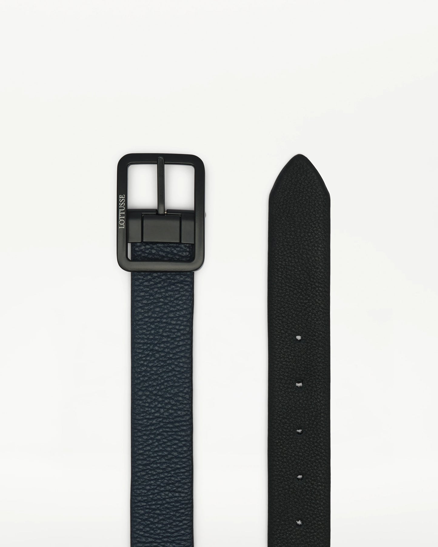 LOTTUSSE | CINTURONES | HOMBRE | CINTURÓN DE PIEL DE BECERRO MARRÓN/NEGRO AZUL MARINO | AZUL MARINO