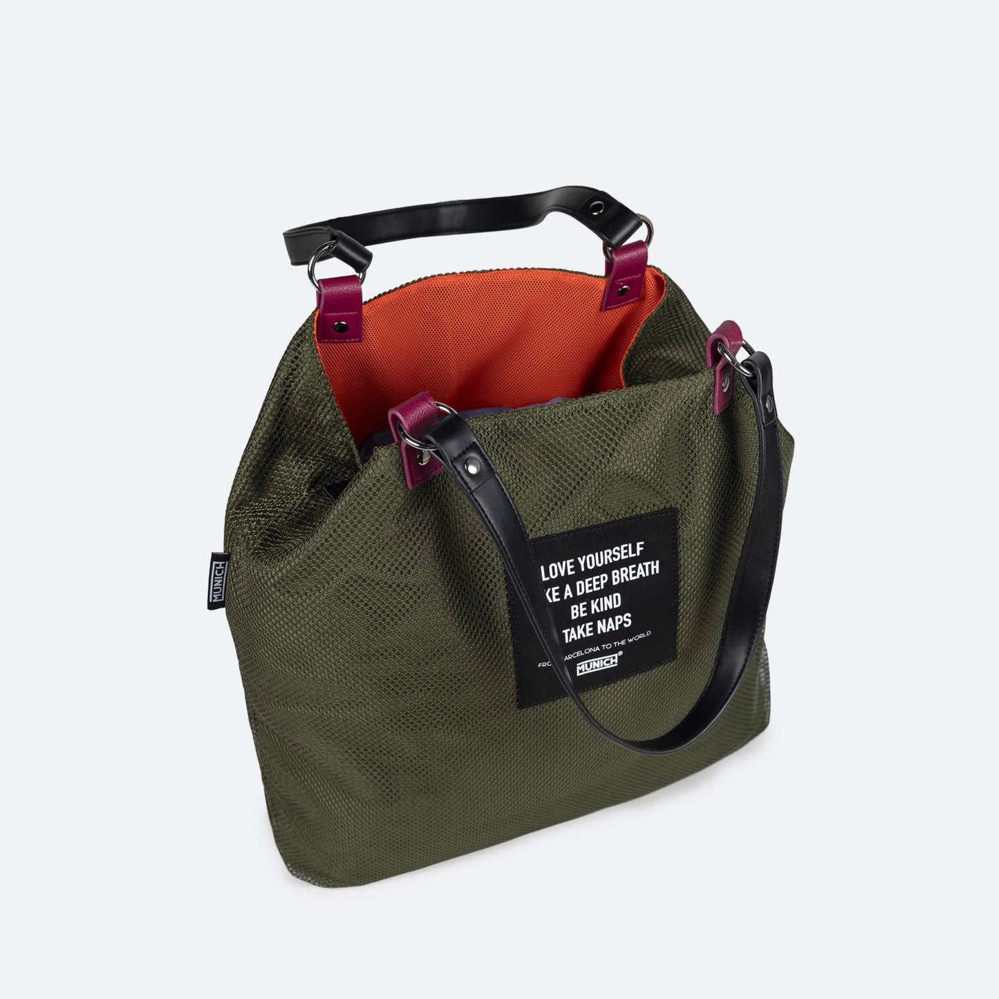 MUNICH | BOLSOS | MUJER | GOGO SPIN REVERSIBLE TOTE BAG C/KHAKI+ORANGE FLUOR