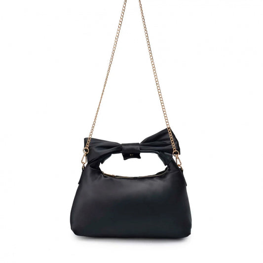 NUNOO | DAMESTAS | DANDY BOW GERECYCLED SATIJN ZWART MET GOUD | GOUDEN