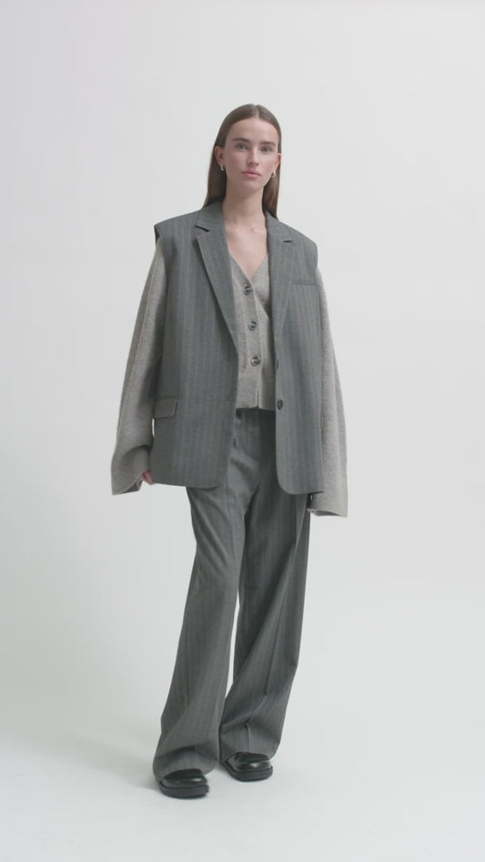 SECOND FEMALE | CHALECO MUJER | HOLLANDA OVERSIZE WAISTCOAT DARK GREY MELANGE | GRIS