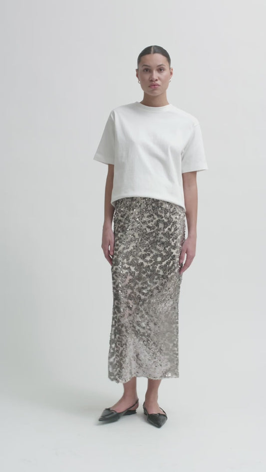 SECOND FEMALE | FALDAS Y VESTIDOS MUJER | PAILEY SKIRT SILVER BIRCH | PLATEADO