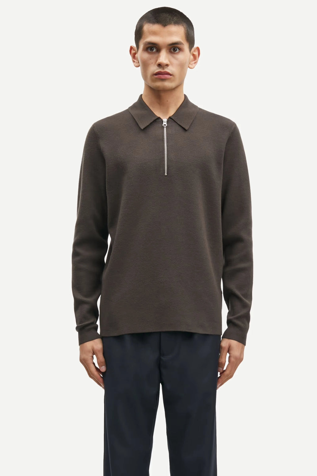 SAMSOE | JERSEY | HOME | GUNA HALF ZIP TURKISH COFFEE | MARRÓ