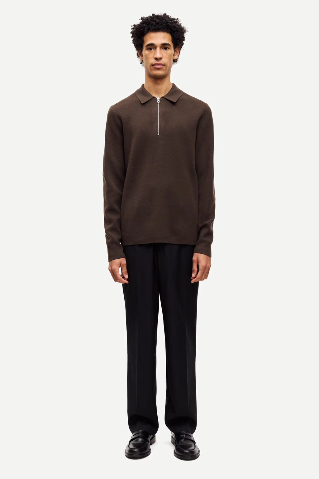 SAMSOE | JERSEY | HOME | GUNA HALF ZIP TURKISH COFFEE | MARRÓ