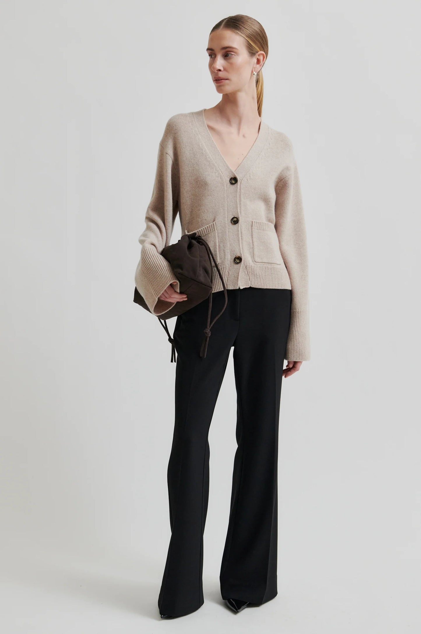 SECOND FEMALE | PANTALONES | MUJER | FIQUE FLARED TROUSERS BLACK | NEGRO