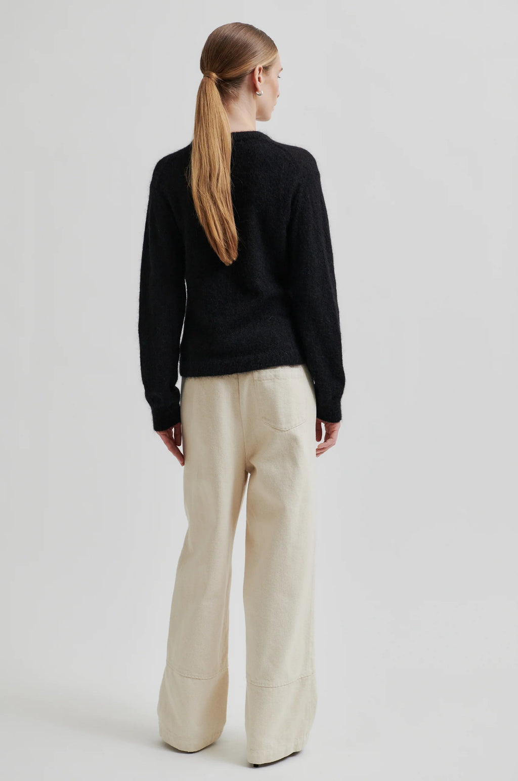 SECOND FEMALE | JERSEY | MUJER | SOLVEJ KNIT O-NECK BLACK | NEGRO