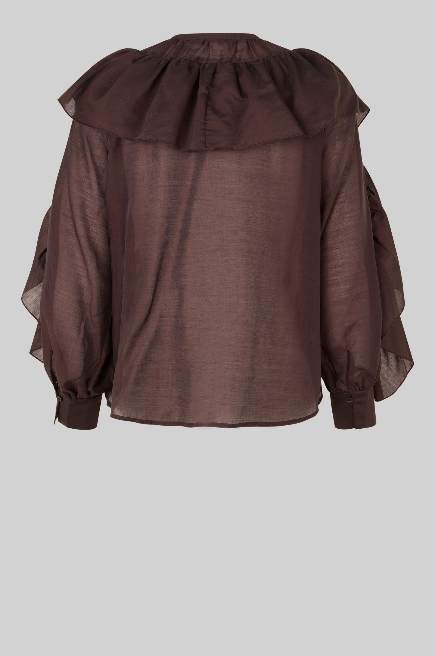SECOND FEMALE | BLUSAS | MUJER | FRIA FRILL BLOUSE CHOCOLATE PLUM | MARRÓN