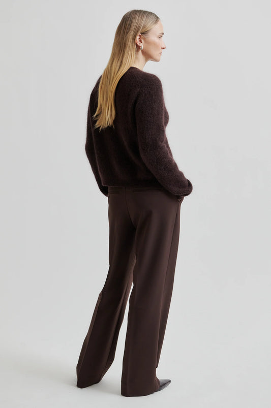 SECOND FEMALE | CHAQUETAS | MUJER | ANDREA KNIT RIB LS CARDIGAN CHOCOLATE PLUM | MARRÓN